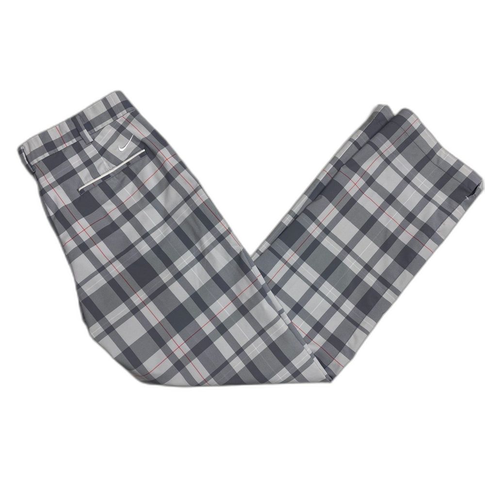 Nike Golf Tour Performance Dri-Fit Gray, White, and Red Plaid Pants